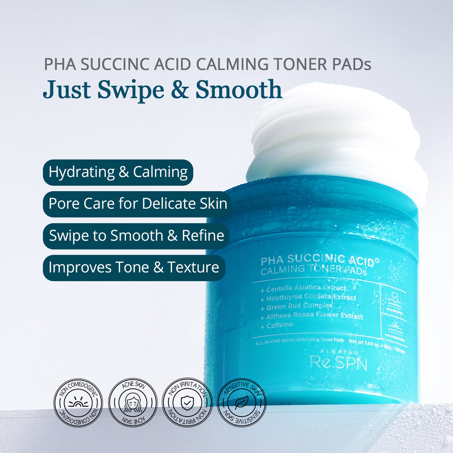 PHA Succinic Acid Calming Toner Pads (70 Count)