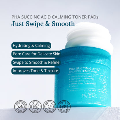 PHA Succinic Acid Calming Toner Pads (70 Count)